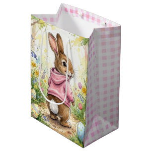 Osterhase in einem Frühlingsgarten Mittlere Geschenktüte