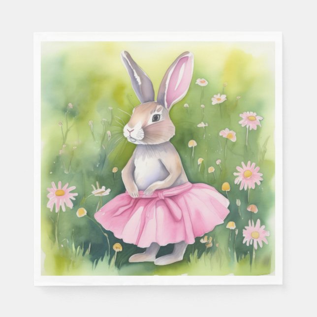 Osterhase in rosa Tutu Serviette (Vorderseite)