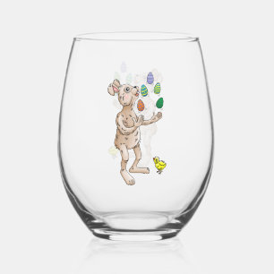 Osterhase jongliert weinglas ohne stiel