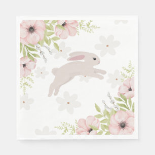 Osterhase Kaninchen Rosa Blumen Serviette