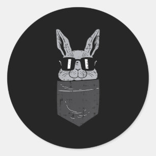 Osterhase Kaninchen Sonnenbrille Tasche Cool Männe Runder Aufkleber