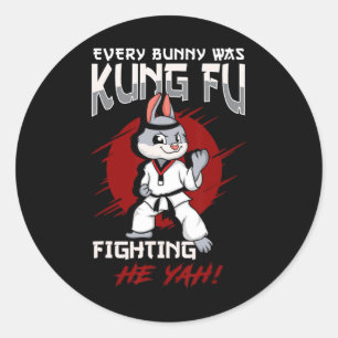 Osterhase Karate Jeder Hase war Kung Fu kämpfend Runder Aufkleber