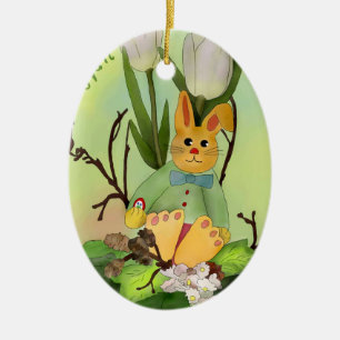 Osterhase Keramik Ornament