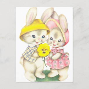 Osterhase Kinder Vintage Postkarte
