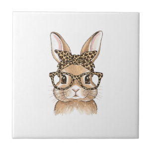 Osterhase Leopard Brille Bandana Hase Frauen  Fliese