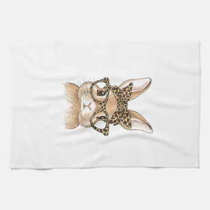 Osterhase Leopard Brille Bandana Hase Frauen  Geschirrtuch