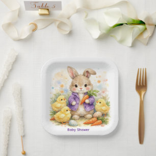 Osterhase Lila Jacke Baby Shower Pappteller
