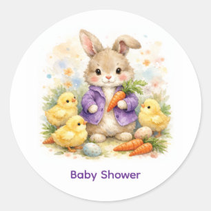 Osterhase Lila Jacke Baby Shower Runder Aufkleber