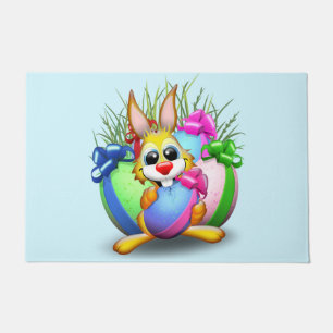 Osterhase Lustiger und niedlicher Charakter beißt  Fußmatte