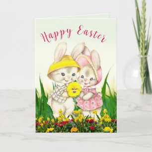 Osterhase Mädchen Kind gefalteter Feiertag  Karte