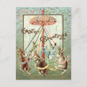 Osterhase-Maibaum-Tanzband Feiertagspostkarte