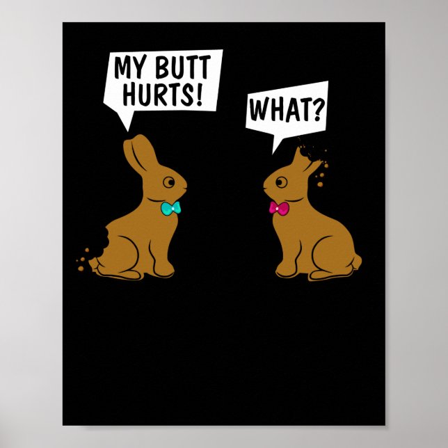 Osterhase Mein Hintern tut weh! Was_ Niedliches Ka Poster (Vorne)