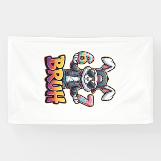 Osterhase Meme Bruh  Lustig 6 7 Ostereier Desi Banner (Horizontal)