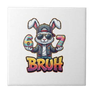 Osterhase Meme Bruh  Lustig 6 7 Ostereier Desi Fliese
