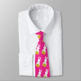 Osterhase mit Basket Fuchsia Hintergrund Krawatte