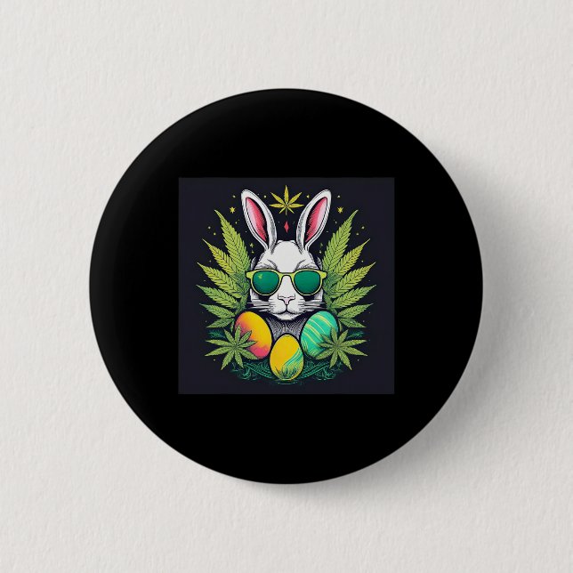 Osterhase mit Blättertag  Button (Vorderseite)