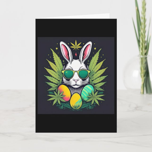 Osterhase mit Blättertag  Karte (Vorderseite)