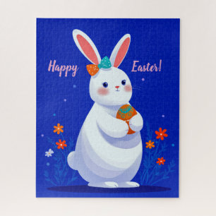 Osterhase mit blauem Hintergrund