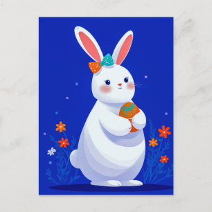 Osterhase mit blauem Hintergrund Feiertagspostkarte
