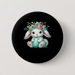 Osterhase mit Blume Kronmädchen Frauen im Mund Button