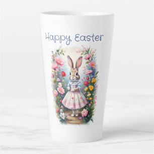 Osterhase mit Blumen Frohe Ostern Milchtasse