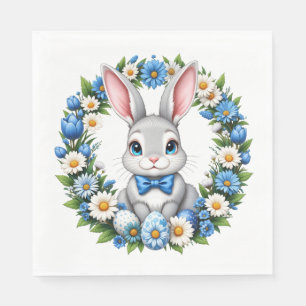 Osterhase mit Blumen Serviette