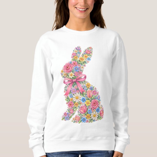Osterhase mit Blumen  Sweatshirt (Vorderseite)