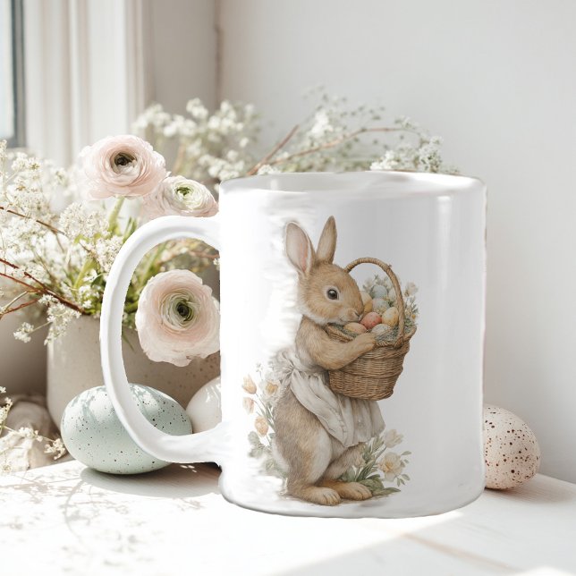 Osterhase mit Blumen und Ostereiern Kaffeetasse (Von Creator hochgeladen)