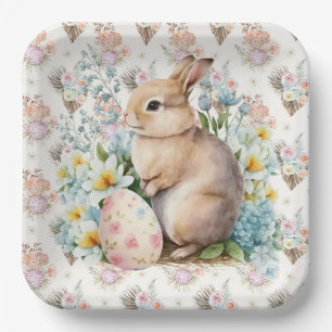Osterhase mit Blumenmuster Pappteller