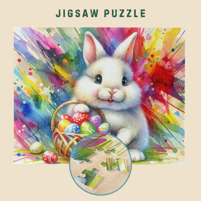 Osterhase mit bunten Eiern im Korb - (Von Creator hochgeladen)