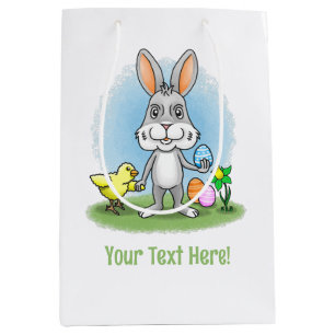 Osterhase mit den bunten Ostereiern Mittlere Geschenktüte