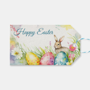 Osterhase mit drei Ostereiern Geschenkanhänger