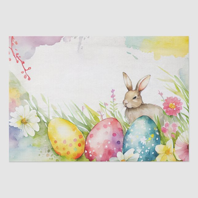 Osterhase mit drei Ostereiern Seidenpapier (Vorderseite)
