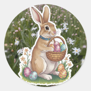 Osterhase mit Ei-Aufkleber Runder Aufkleber