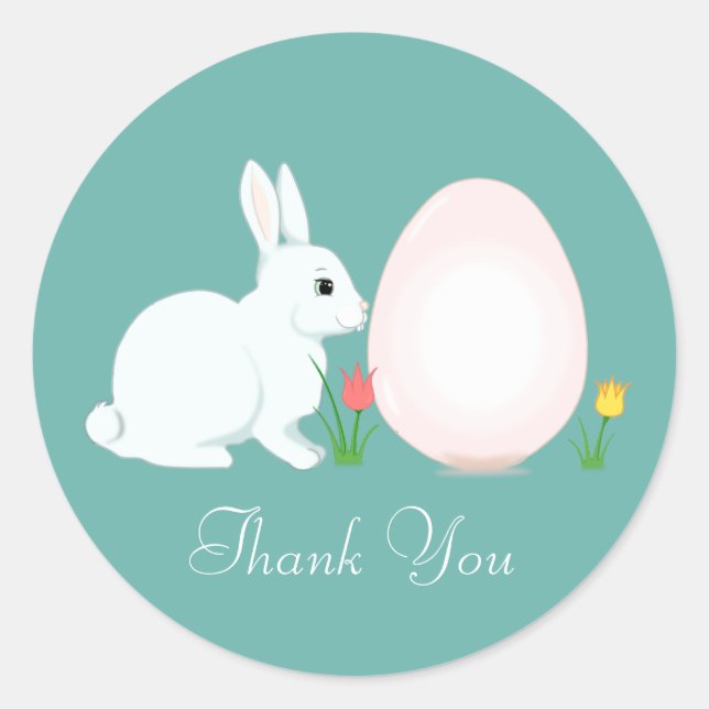 Osterhase mit Ei Danke Classic Round Stic Runder Aufkleber (Vorderseite)