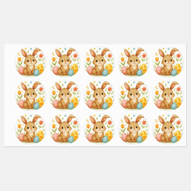 Osterhase mit Ei-Etiketten Etiketten (Blatt)