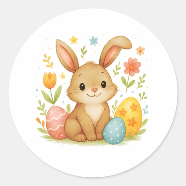 Osterhase mit Eier Aufkleber (Vorderseite)