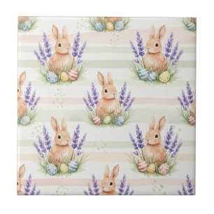 Osterhase mit Eiern Frühling Pastell-Muster (10) Fliese