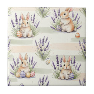 Osterhase mit Eiern Frühling Pastell-Muster (3) Fliese