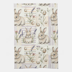 Osterhase mit Eiern Frühling Pastell-Muster (5) Geschirrtuch