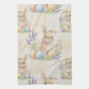 Osterhase mit Eiern Frühling Pastell-Muster (6) Geschirrtuch