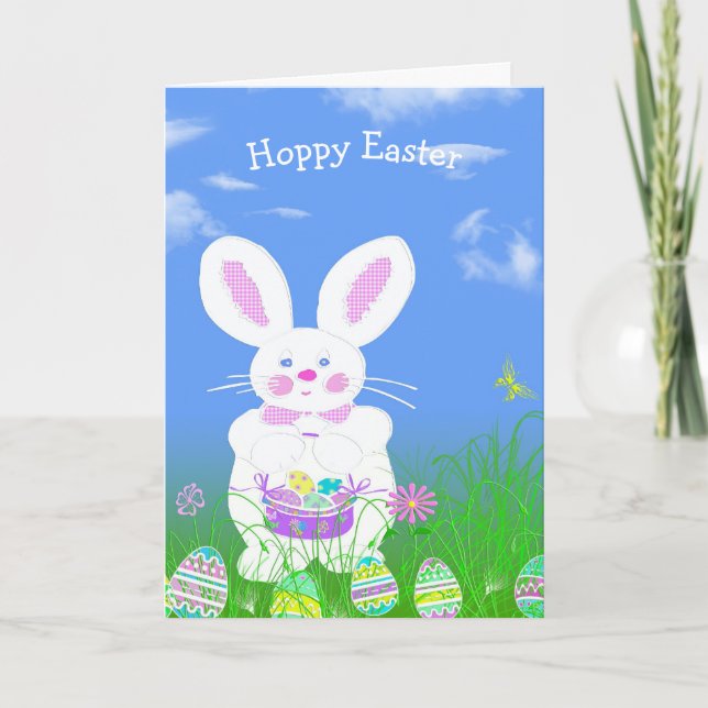 Osterhase mit Eiern Karte (Vorderseite)