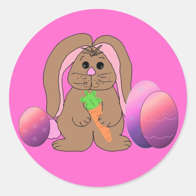 Osterhase mit Eiern Runder Aufkleber (Vorderseite)