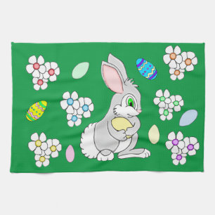 Osterhase mit Eiern und Daisy's Küchentuch