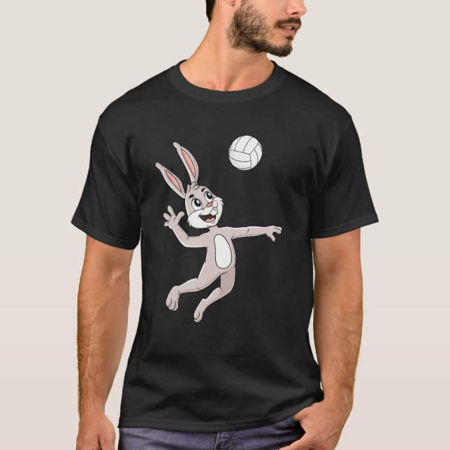 Osterhase mit einem Volleyball Funny Boys Girls T-Shirt (Vorderseite)