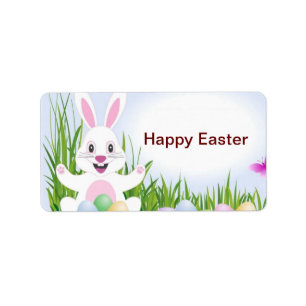Osterhase mit farbigem Eier Adressaufkleber