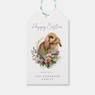 Osterhase mit floralem Motiv Geschenkanhänger