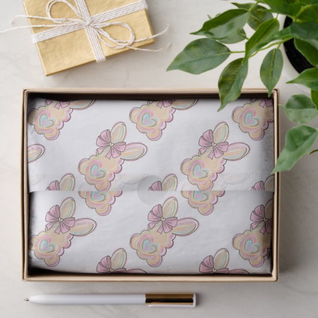 Osterhase mit Herz und Wind Seidenpapier (Geschenk)