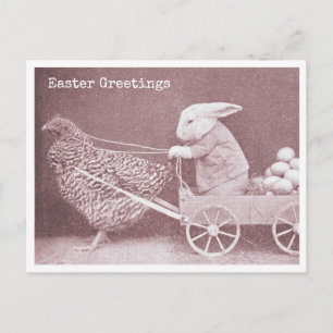 Osterhase mit Huhn und Eiern Postkarte
