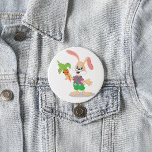 Osterhase mit Karottenknopf Button